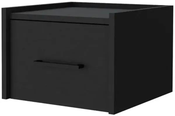 10" One Drawer Faux Wood Floating Nightstand - Black