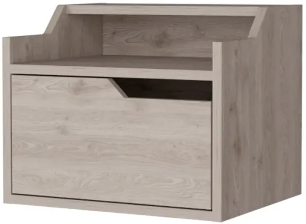 13" One Drawer Faux Wood Floating Nightstand - Gray