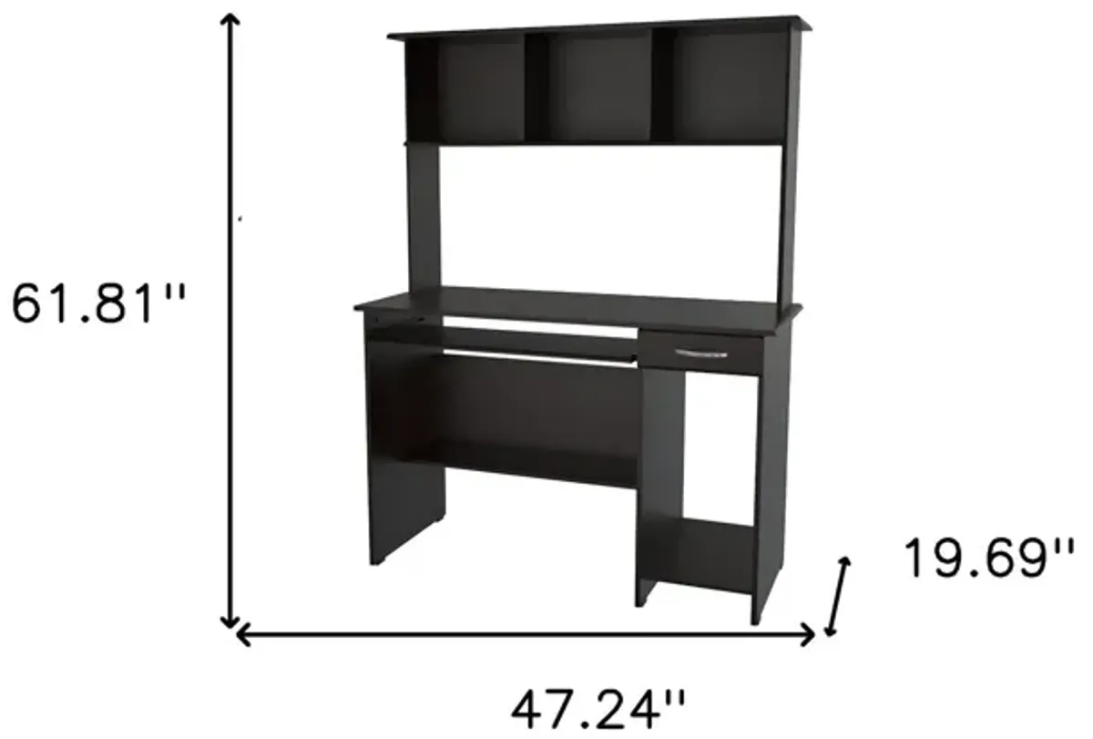 Solid Wood Computer Desk With Hutch - Espresso