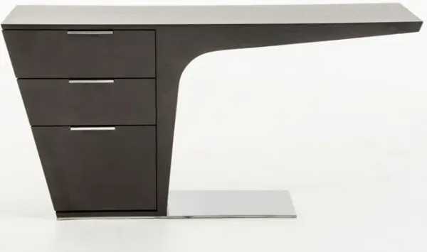 Wenge Veneer And Steel Office Desk - Dark Gray