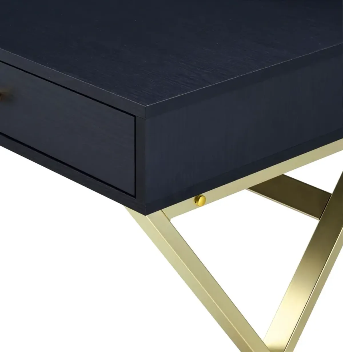 Writing Desk With Two Drawers - Black And Brass