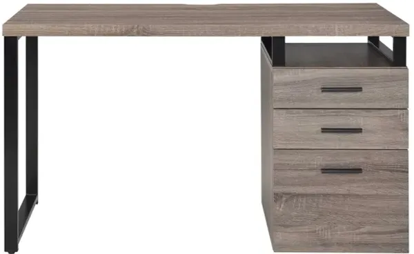 Writing Desk With Three Drawers - Taupe And Gray