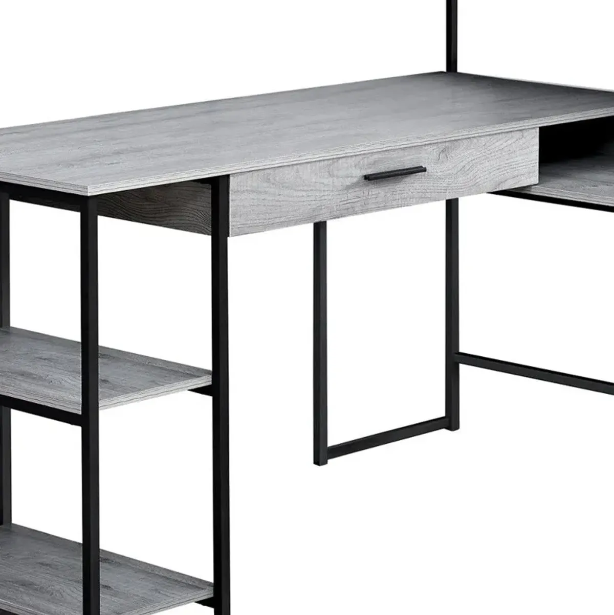 59" L Shape Computer Desk - Gray And Black