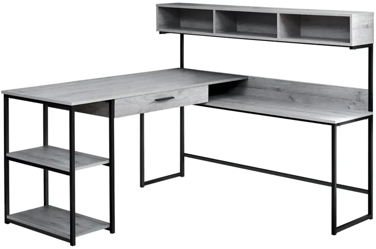 59" L Shape Computer Desk - Gray And Black