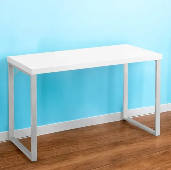 24" Computer Desk - White And Silver