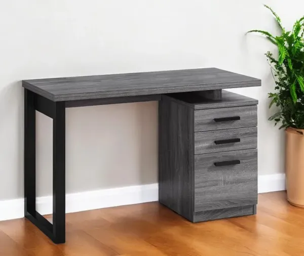 23.5" x 47.3" x 30" Computer Desk With Three Drawers - Gray And Black
