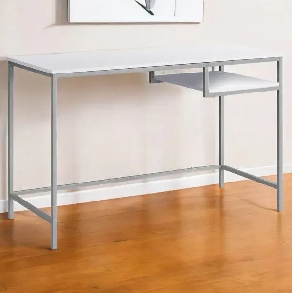 22" x 48" Computer Desk - White And Silver