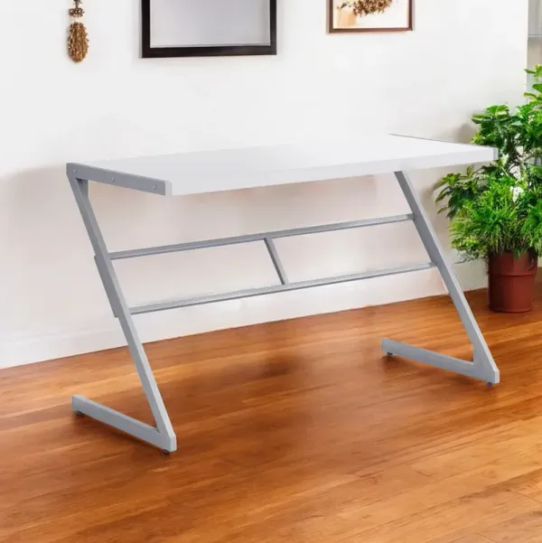 22" x 48" x 30" Computer Desk - White And Silver