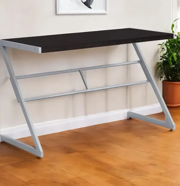 22" Computer Desk - Dark Brown And Silver