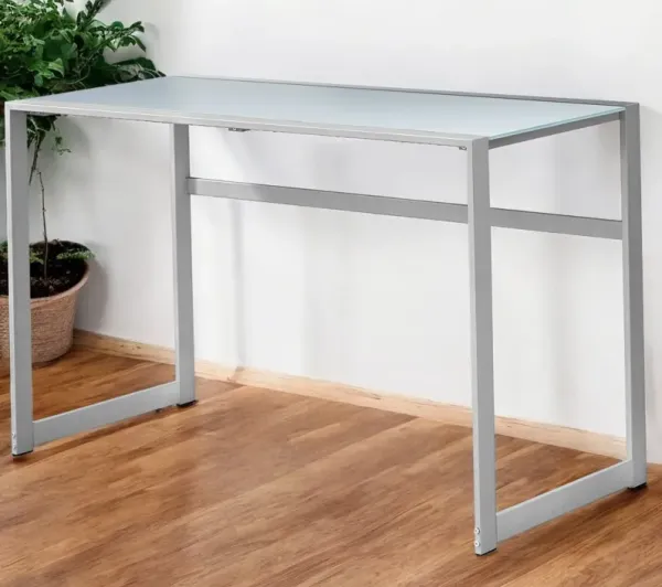 Glass Computer Desk - Silver
