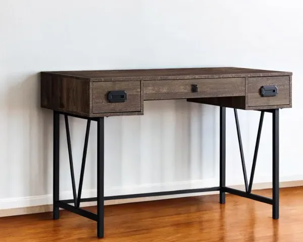 23.8" x 47.3" x 30.8" Computer Desk With Two Drawers - Brown And Black
