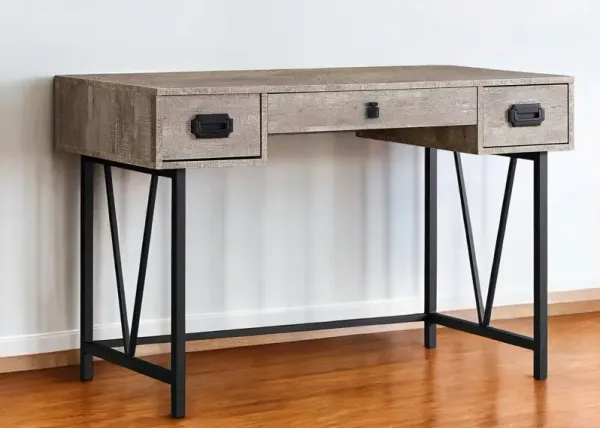 23.8" x 47.3" x 30.8" Computer Desk With Three Drawers - Taupe And Black