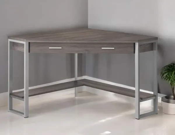 Corner Computer Desk - Taupe And Silver