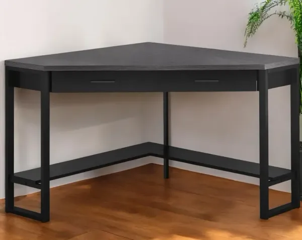 42" x 42" x 30" Corner Computer Desk - Gray And Black
