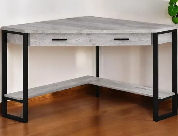 42" Corner Computer Desk - Gray And Black