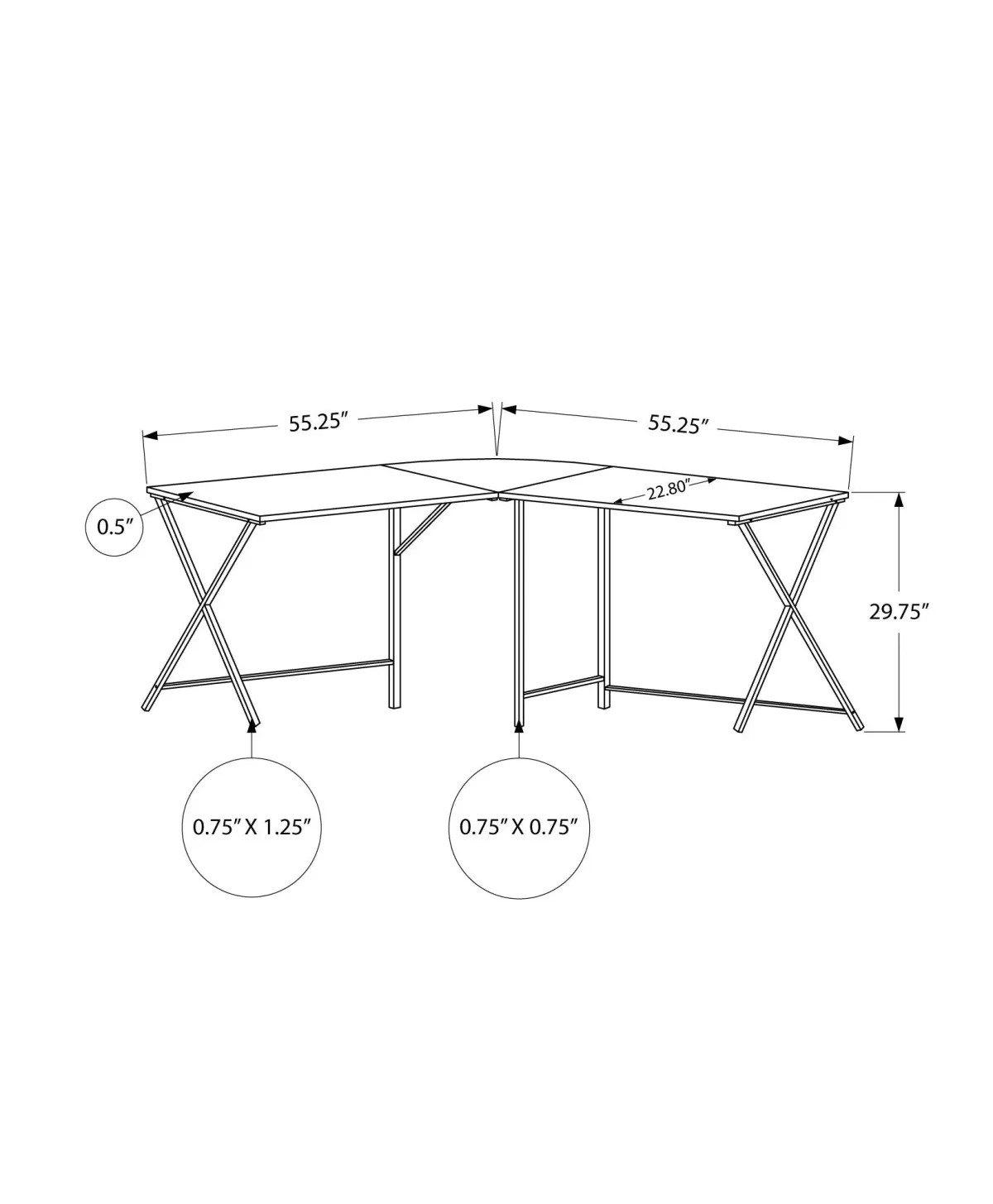 55" L Shape Computer Desk - Taupe And Black