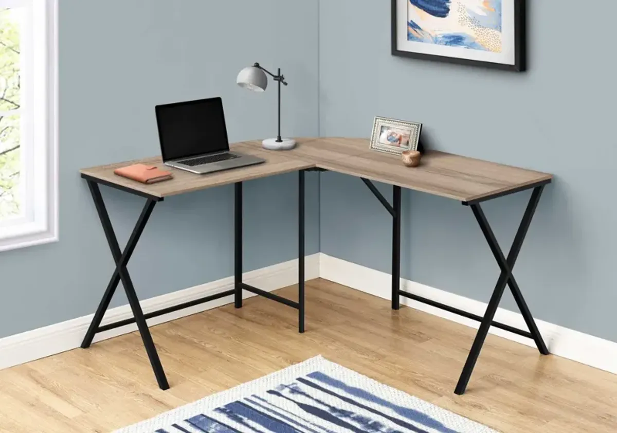 55" L Shape Computer Desk - Taupe And Black