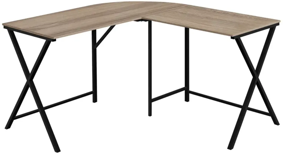 55" L Shape Computer Desk - Taupe And Black