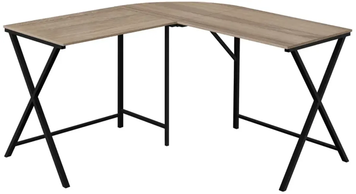 55" L Shape Computer Desk - Taupe And Black