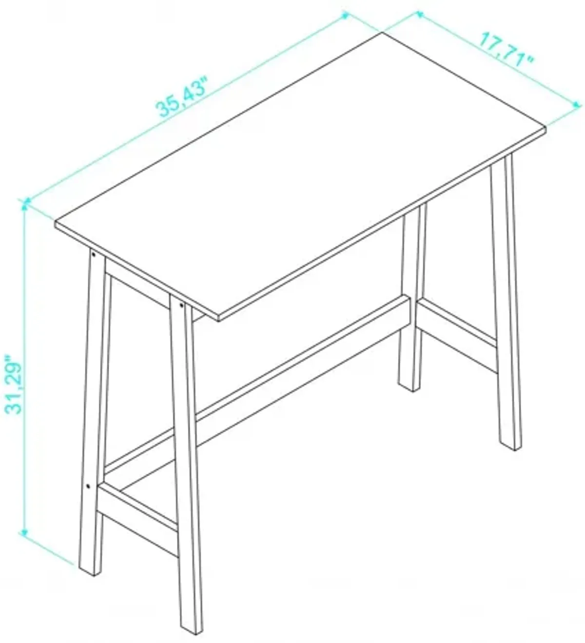 Modern Narrow Table Desk - Natural And Black