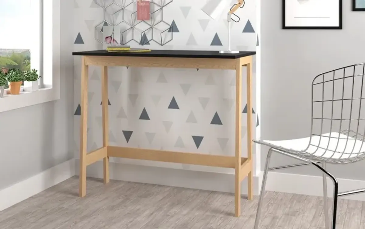 Modern Narrow Table Desk - Natural And Black