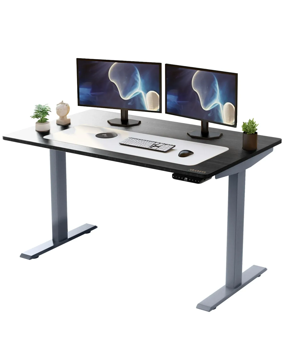 30" x 60" Adjustable Stainless Steel Standing Desk - Black And Gray