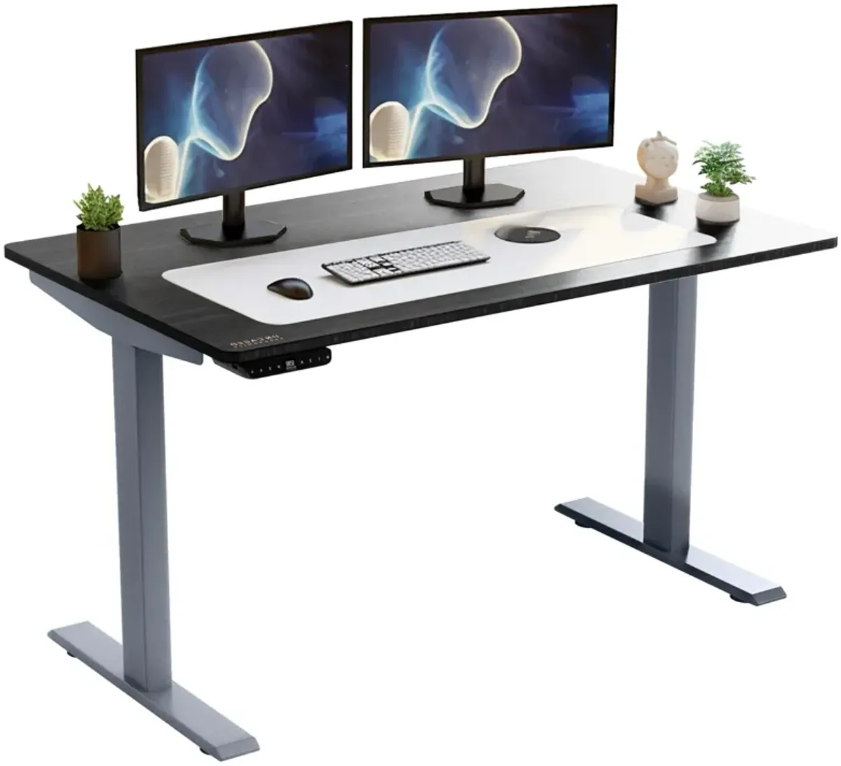 30" x 60" Adjustable Stainless Steel Standing Desk - Black And Gray