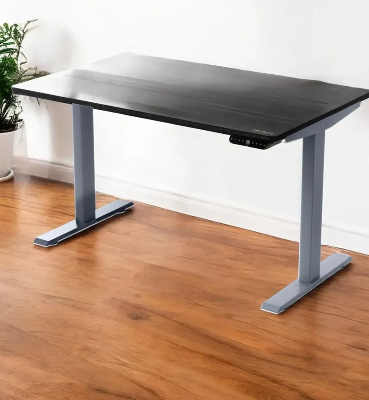 30" x 60" Adjustable Stainless Steel Standing Desk - Black And Gray