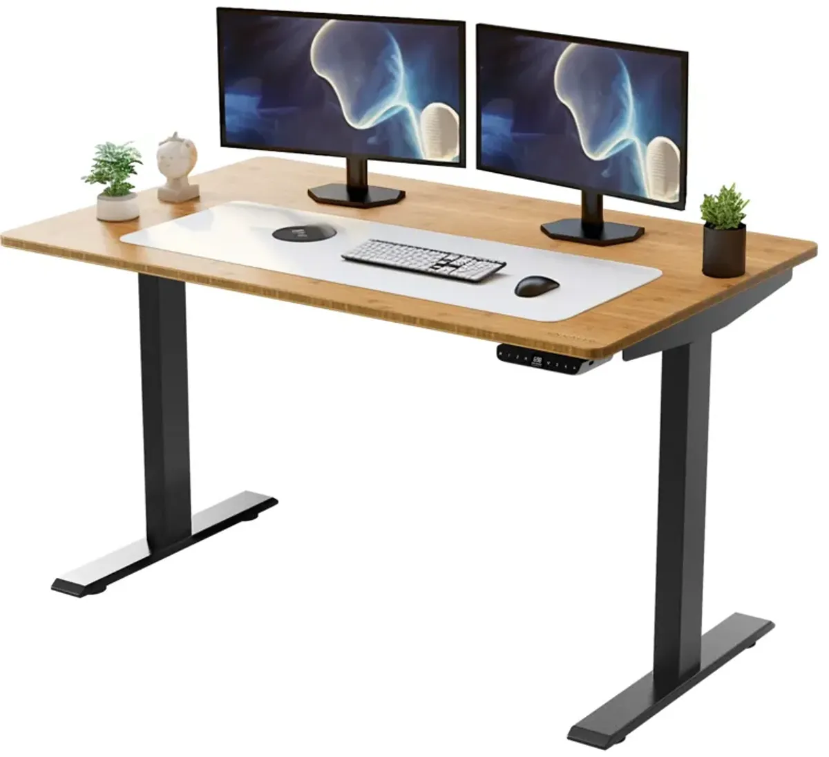 30" Adjustable Stainless Steel Computer Desk - Brown And Black