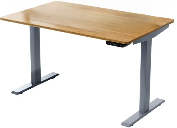 30" x 48" Adjustable Stainless Steel Computer Desk - Light Brown And Gray