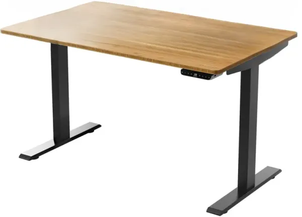 30" x 60" Adjustable Stainless Steel Computer Desk - Brown And Black