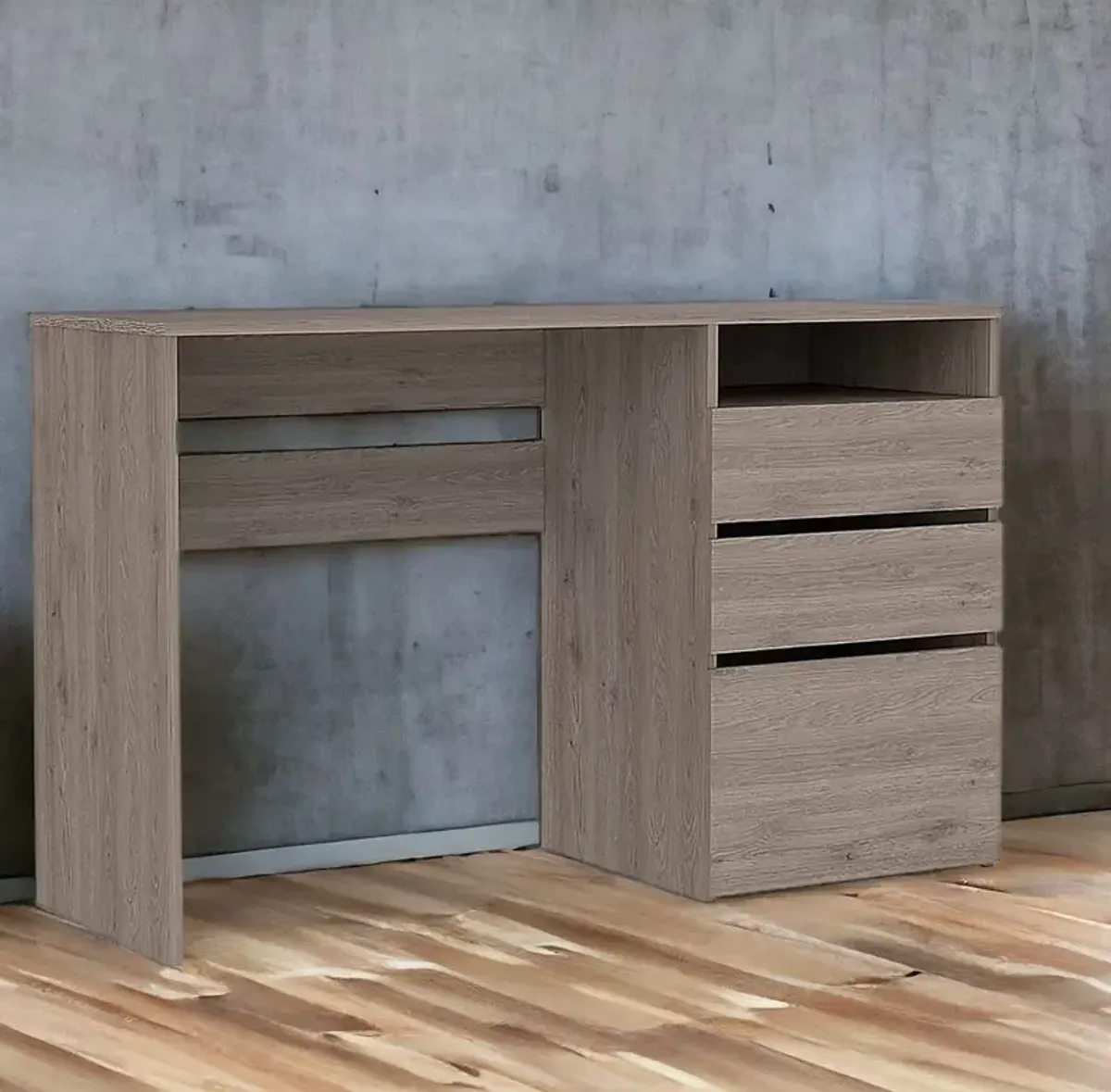 Computer Desk With Three Drawers - Light Gray