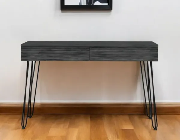 47" Computer Desk With Two Drawers - Gray And Black