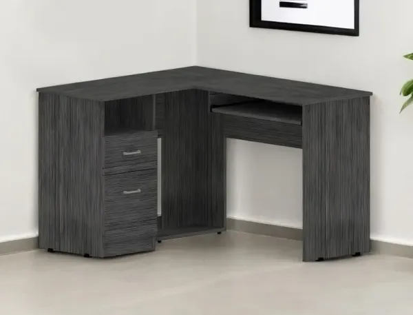 41" L Shape Computer Desk With Two Drawers - Gray