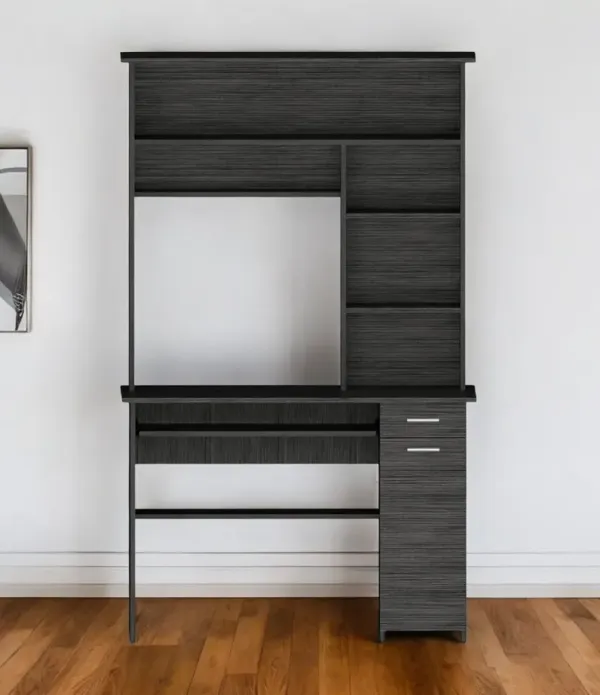 43" Computer Desk With Hutch - Gray