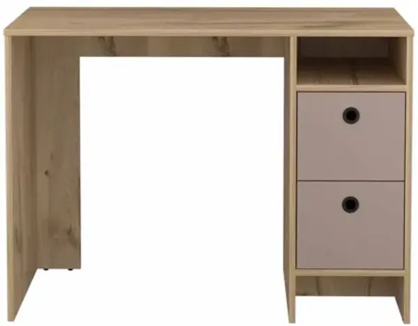 Computer Desk With Two Cabinets Two Drawers - Taupe