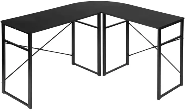 Modern Geo L Shape Computer Table - Black