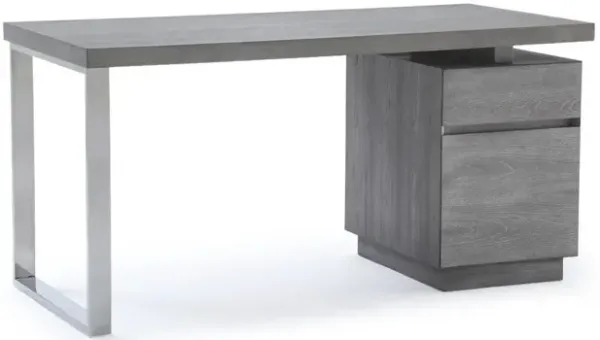 Manufactured Wood Rectangular Writing Desk With Two Drawers - Elm Gray