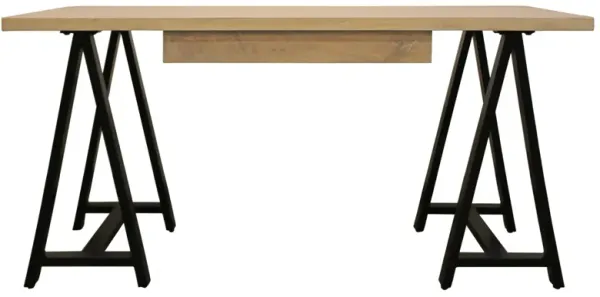 Solid Wood Executive Desk - Ivory And Black