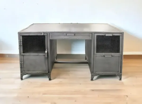 Metal Computer Desk With Three Drawers - Gray