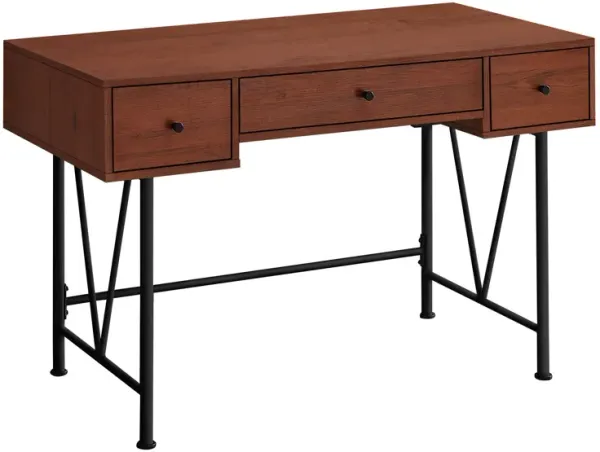 47" Computer Desk With Three Drawers - Brown And Black