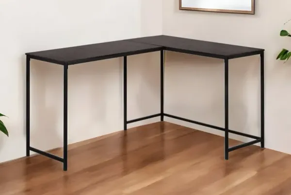 L Shape Computer Desk - Espresso And Black