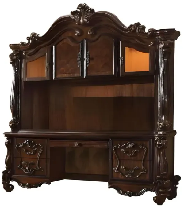 Wood Peninsula Credenza Desk With Four Cabinets Three Drawers - Dark Brown