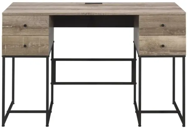 Writing Desk With Four Drawers - Brown And Black