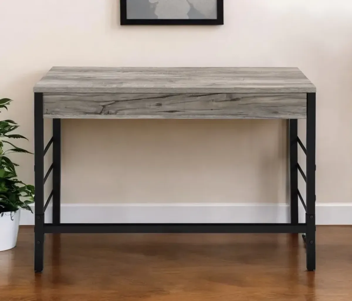 Writing Desk With Two Drawers - Gray And Black