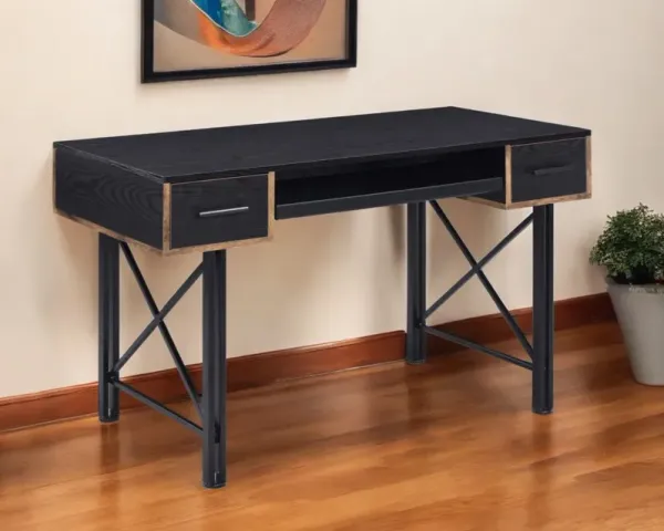 47" Computer Desk With Two Drawers - Black