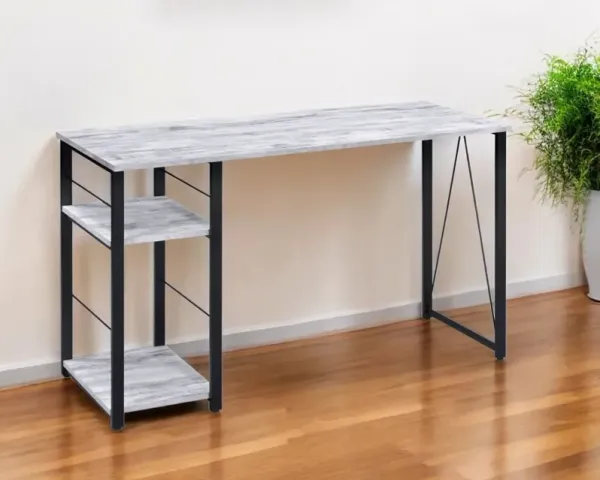 47" Writing Desk - Antiqued White And Black