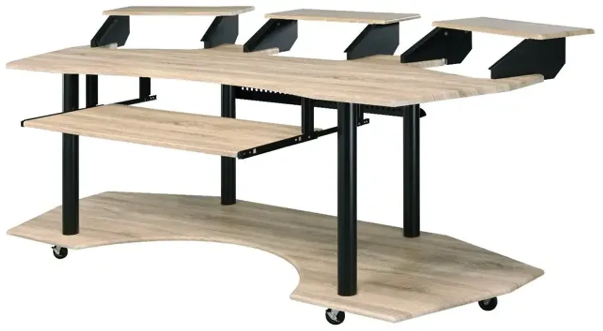 83" Music Recording Studio Desk - Natural And Black