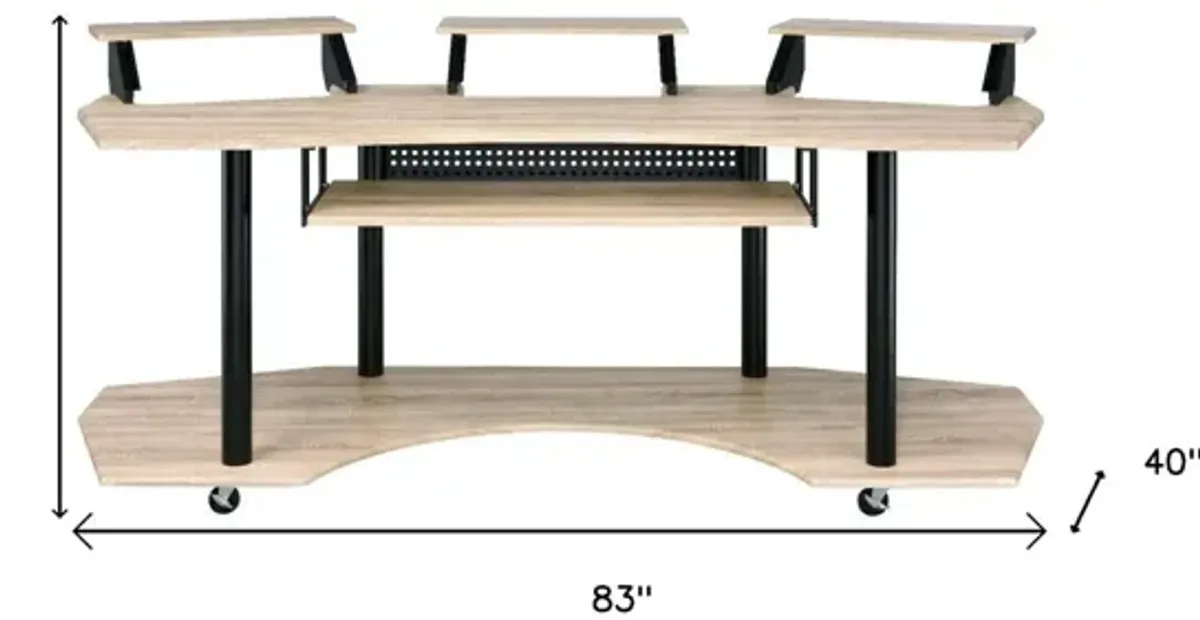 83" Music Recording Studio Desk - Natural And Black