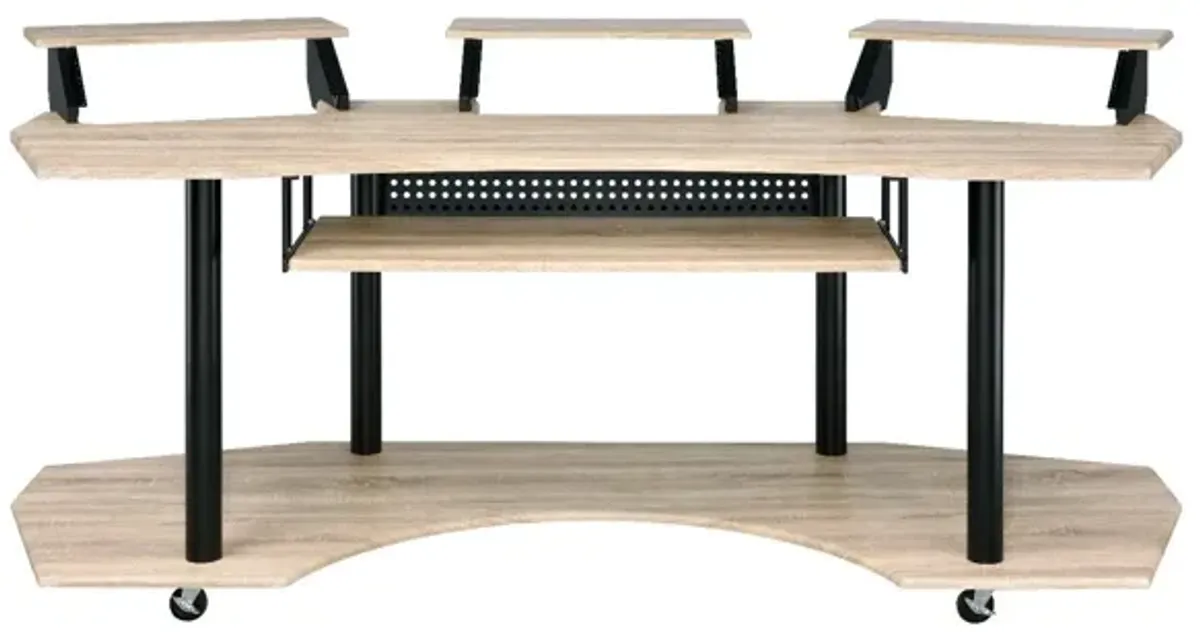 83" Music Recording Studio Desk - Natural And Black